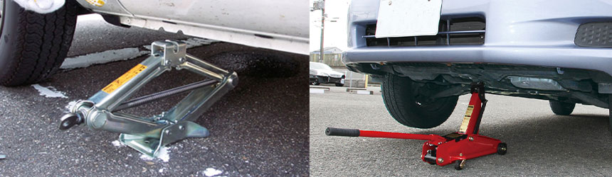 ジャッキを使って車を上げる