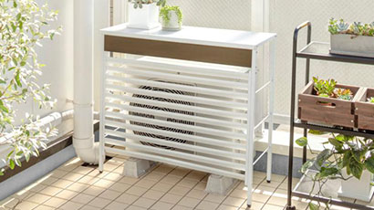 美WOOD室外機カバーブラウンウッド