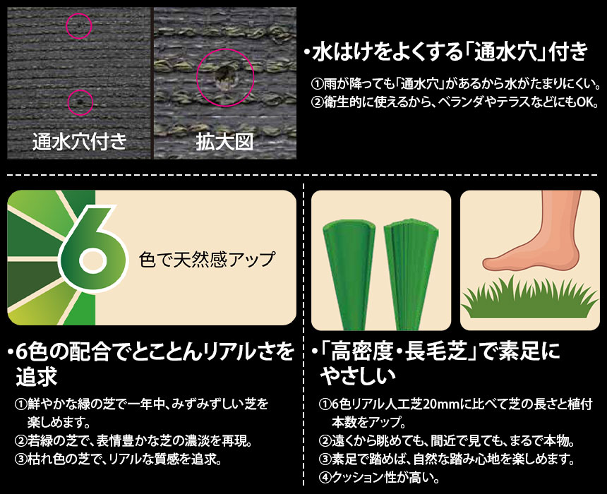 水やりや芝刈などのメンテナンス不要