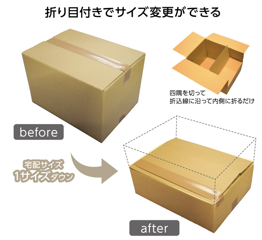 高さが変えられるダンボール