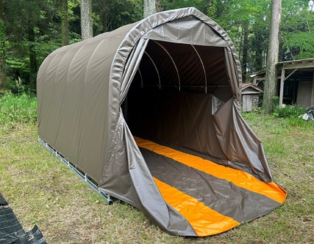 水害対策パイプ車庫