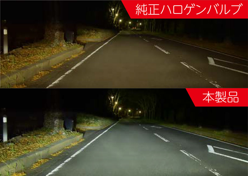 純正ハロゲンバルブと本製品の比較