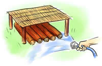 乾き過ぎないように散水