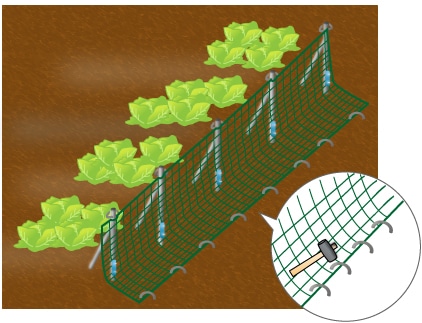 ４．ネット裾部を固定