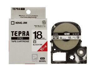 キングジム　テプラＰＲＯテープ　１８ｍｍ　白／黒文字　ＳＳ１８ＫＬ