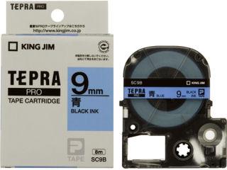 テプラ　ＰＲＯテープカートリッジ　カラーラベル　青地／黒文字　幅９ｍｍ
