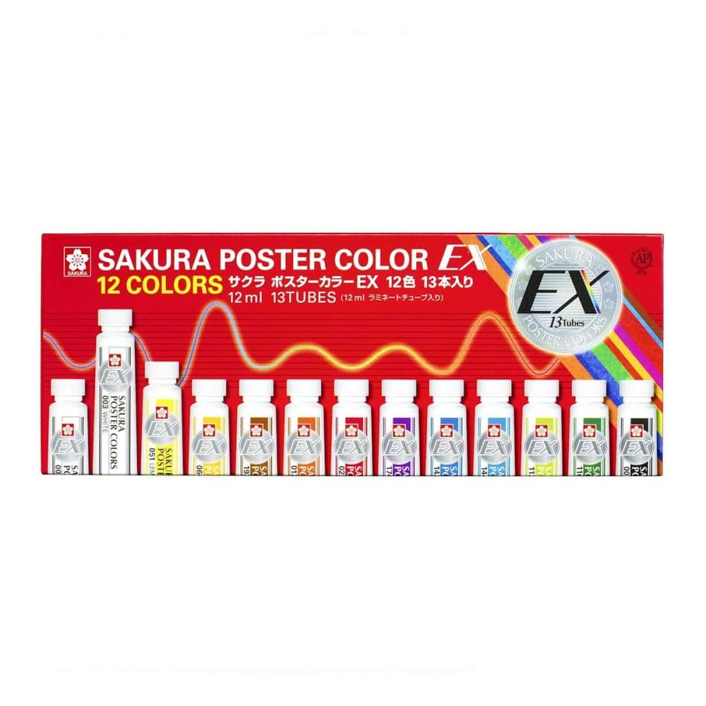 サクラクレパス　ポスターカラー　ＥＸ　１２色　１３本入り