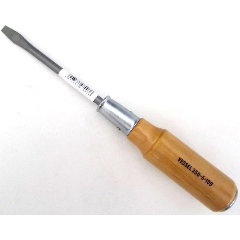 ＶＥＳＳＥＬ（ベッセル）　木柄貫通ドライバー　３５０　（－）６Ｘ１００