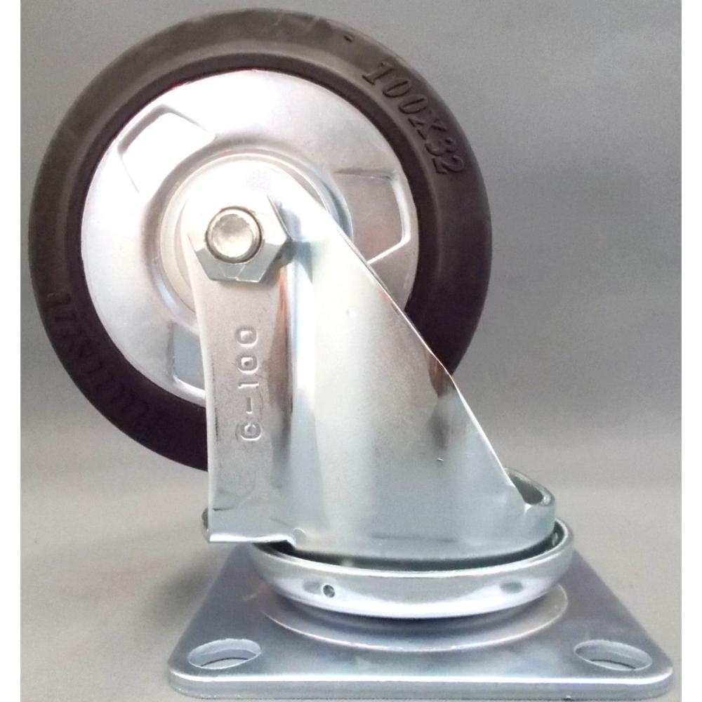 ナンシン　汎用キャスター　車輪径１００ｍｍ　ゴム（B入）　プレート式自在　ＳＴＣ－１００ＶＳ