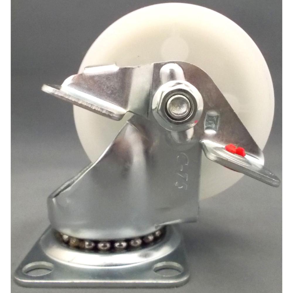 ナンシン　汎用キャスター　車輪径７５ｍｍ　ナイロン・白　プレート式自在　ストッパー付　ＳＴＣ－７５ＮＭＳ－１