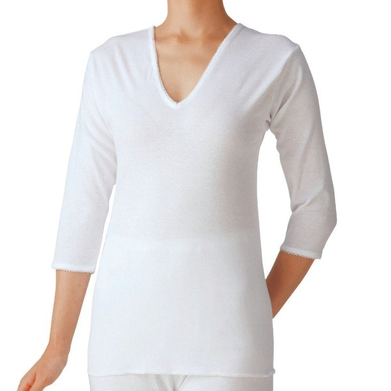 グンゼ　婦人Vネック七分袖スリーマー　ＧＱ１　ホワイト　Ｍ