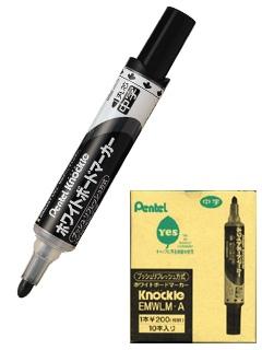 ぺんてる　ノックル　ホワイトボードマーカー　黒（箱）１０本