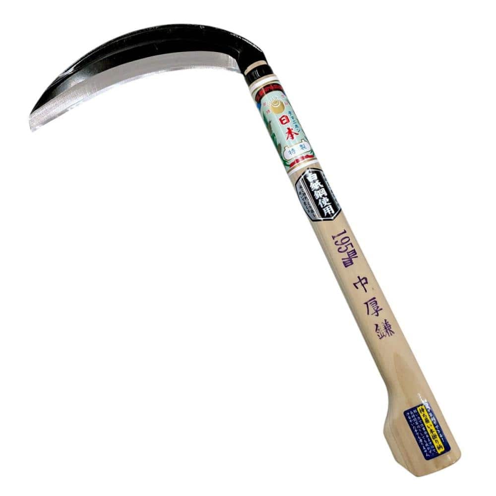 玉日本　中厚鎌　本掛柄付　白紙鋼　１９５ｍｍ