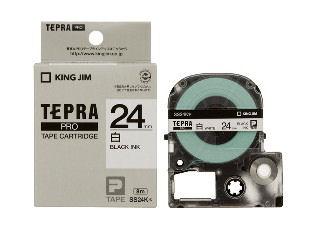 キングジム　テプラＰＲＯテープ　２４ｍｍ　白／黒文字　ＳＳ２４Ｋ