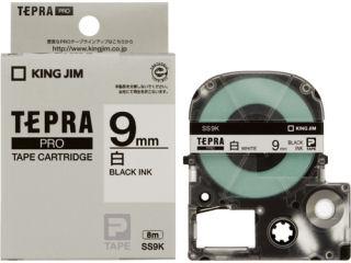 キングジム　テプラＰＲＯテープ　９ｍｍ　白／黒文字　ＳＳ９Ｋ