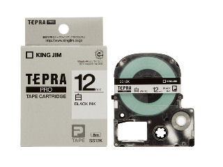 キングジム　テプラＰＲＯテープ　１２ｍｍ　白／黒文字　ＳＳ１２Ｋ