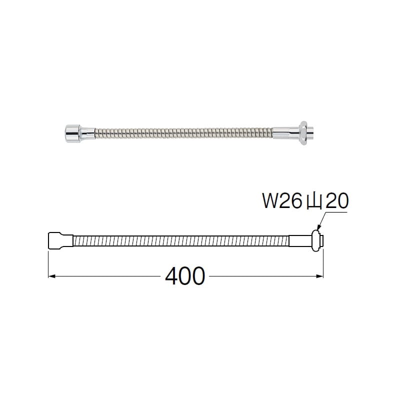 ＳＡＮＥＩ（サンエイ）ベンリー直パイプ　長さ４０ｃｍ　ＰＡ２８６Ａ－７６Ｘ４－１６Ｘ４００