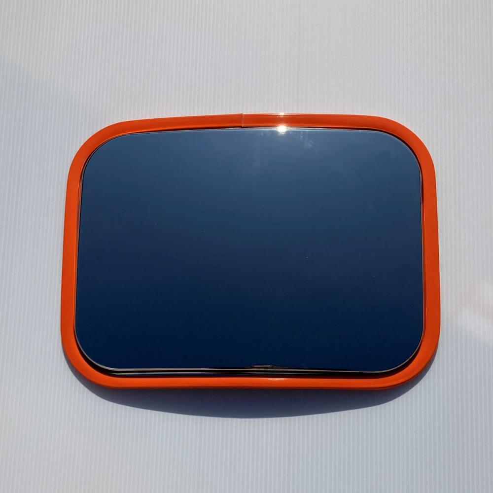 ステンレスカーブミラー角　３００×２２０　オレンジ