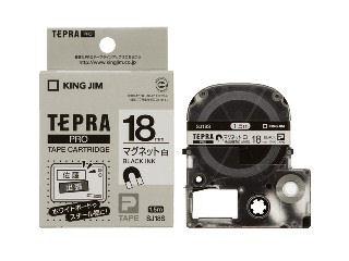 キングジム　テプラＰＲＯテープ　１８ｍｍ　テプラマグネット白／黒文字　ＳＪ１８Ｓ