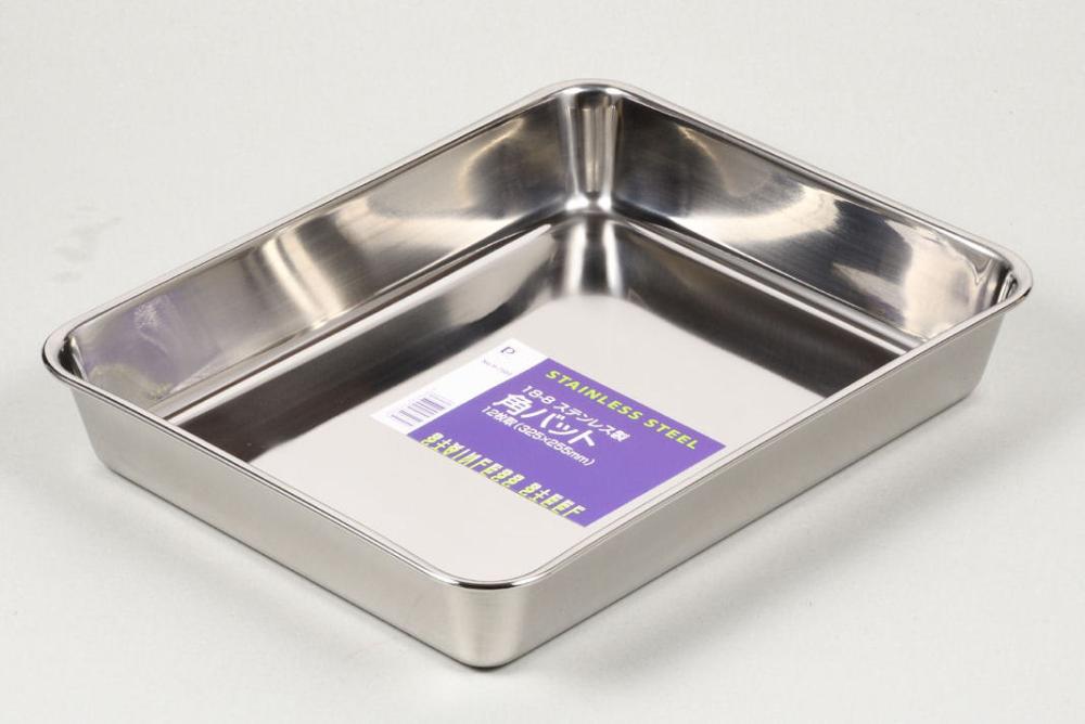 １８－８ステンレス製角バット　１２枚取　３２５×２５５