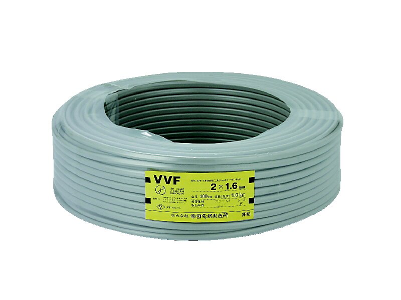 太陽ケーブルテック　６００Ｖビニル絶縁ビニルシースケーブル平形　ＶＶＦケーブル　１．６ｍｍ×２Ｃ　１００ｍ巻
