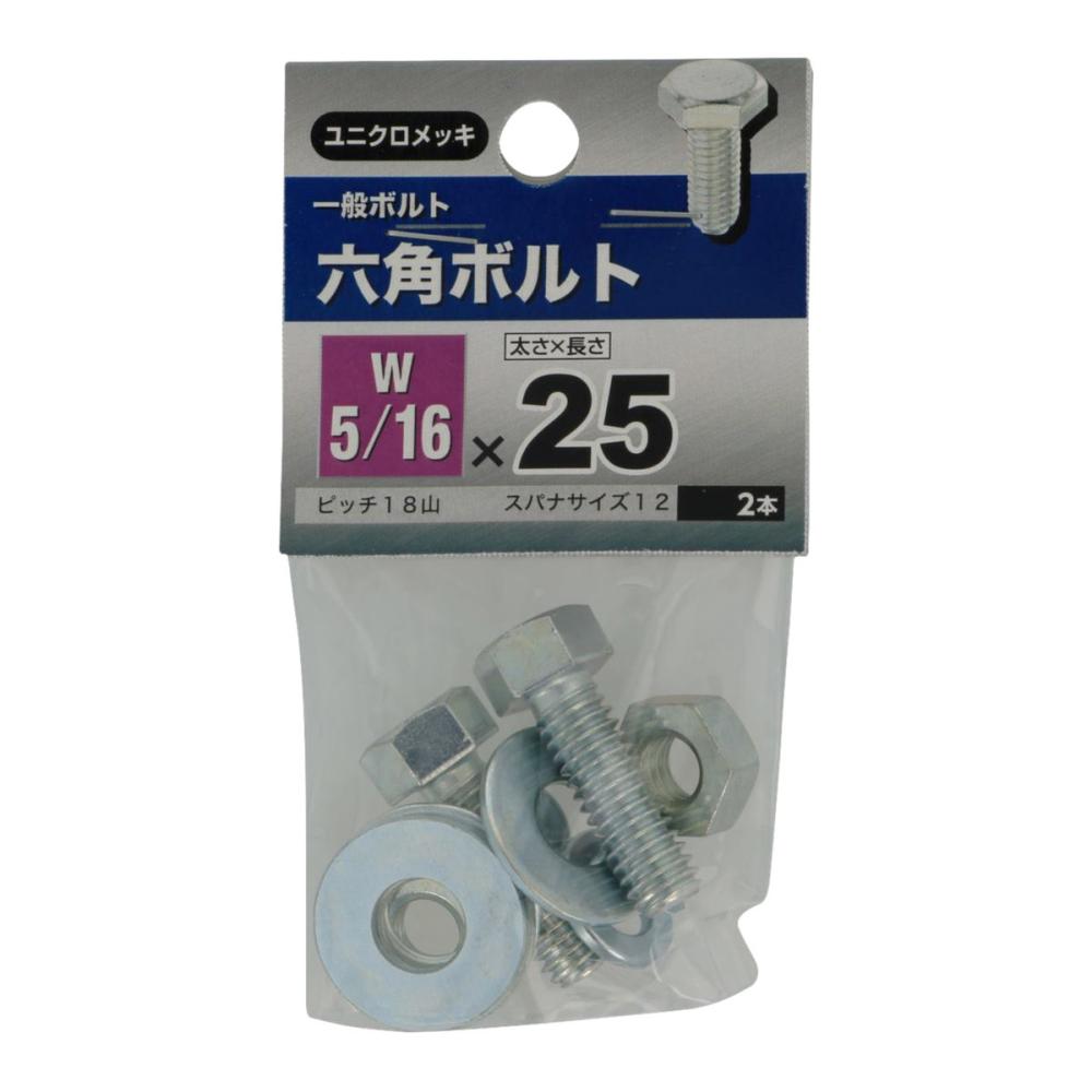 ６角ボルト　５／１６Ｘ２５