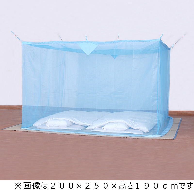 洗えるナイロン蚊帳　ブルー　３畳用　１５０×２００×高さ１９０ｃｍ