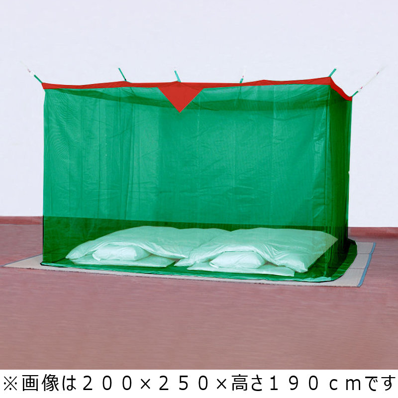 天然素材蚊帳　綿麻混合生地　グリーン　８畳用　２５０×３５０×高さ１９０ｃｍ