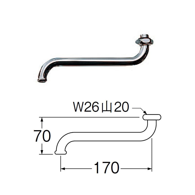 ＳＡＮＥＩ（サンエイ）節水自在パイプ　長さ１７ｃｍ　水栓補修　ＰＡ１０Ｇ－６０Ｘ－１６
