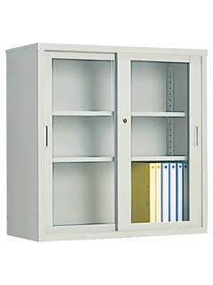 コクヨ　保管庫　浅型　引き違いガラス戸タイプ　下置き　Ｓ－３３５ＧＦ１Ｎ