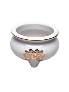 白上金ハス香炉　３．５寸