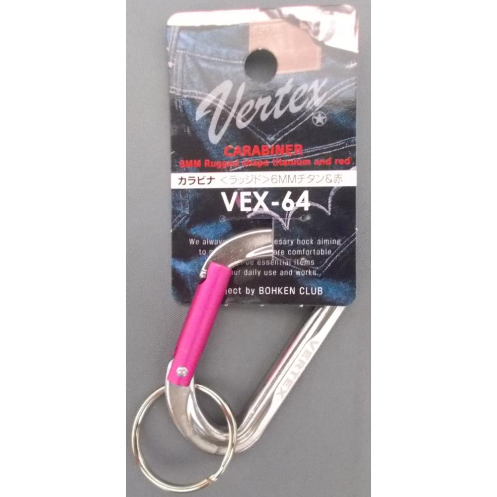 カラビナ（ラッジド）　６ｍｍ　チタン＆赤　ＶＥＸ－６４