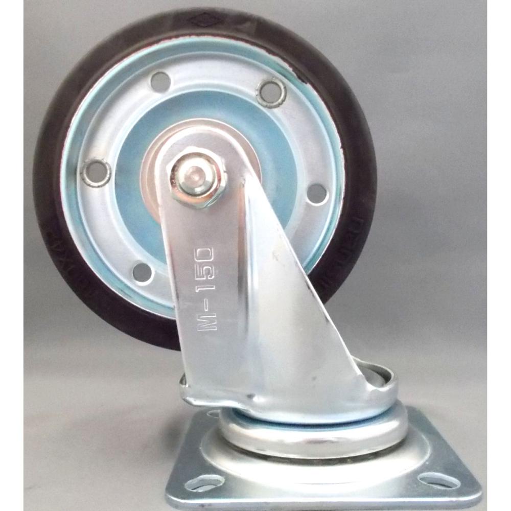 ナンシン　産業用キャスター　車輪径１５０ｍｍ　ゴム（B入）　プレート式自在　ＳＴＭ－１５０ＶＳ