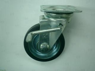 ナンシン　産業用キャスター　車輪径１３０ｍｍ　ゴム（B入）　プレート式自在　ストッパー付　ＳＴＭ－１３０ＶＳｗ－３