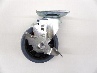 ナンシン　微音キャスター　車輪径１２５ｍｍ　ゴム・グレー（B入）　アングル式　ストッパー付　ＳＴＬＳ－１２５ＮＲＢグレーＳ－２