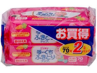 ピジョン　手・くちふきとりナップ　詰めかえ用　７０枚×２個パック