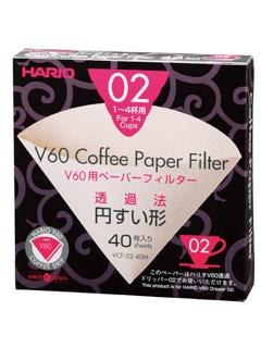 ハリオ　Ｖ６０用ペーパーフィルター　みさらし　１～４杯用　４０枚入り　ＶＣＦ０２－４０Ｍ