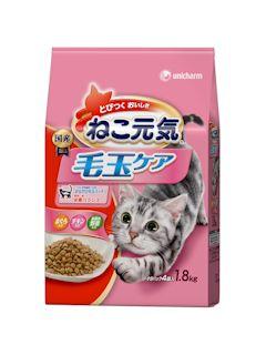 ユニ・チャーム　ねこ元気　毛玉ケアまぐろ・チキン・緑黄色野菜入り　１．８ｋｇ