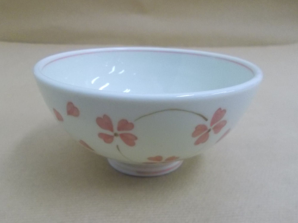 【美濃焼】軽量茶碗　ハピネス　ピンク