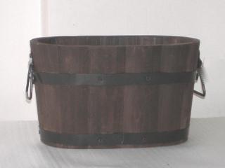 木製オーバルプランター　ダークブラウン　４８ｃｍ