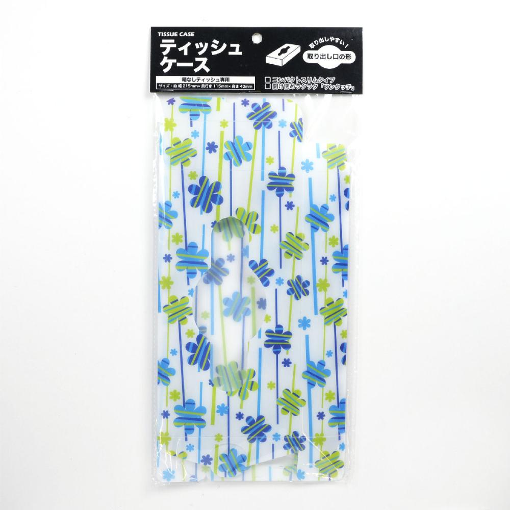箱なしティッシュ用ケース　花柄　ブルー　１５０Ｗ