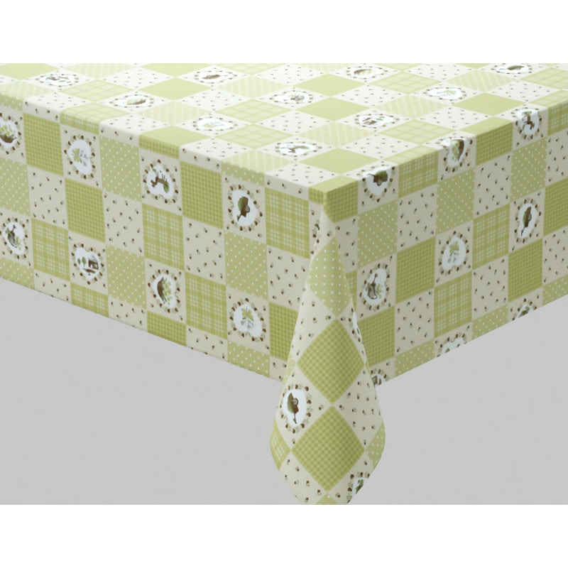 明和グラビア　リバーシブルテーブルクロス　ライトグリーン　ＭＧＲ－１０５