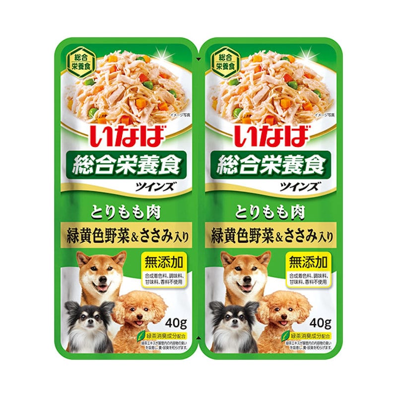 いなば　ツインズ　とりもも肉　緑黄色野菜＆ささみ入り　４０ｇ×２袋パック