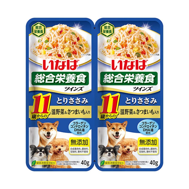 いなば　ツインズ　１１歳からのとりささみ　温野菜＆さつまいも入り　４０ｇ×２袋パック