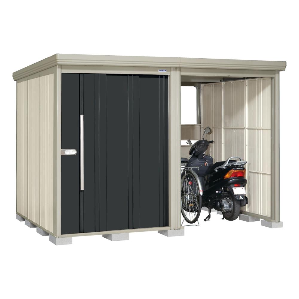 タクボ物置　Ｍｒ．ストックマン　プラスアルファ　間口３０２×奥行２２９ｃｍ　駐輪部間口１５０ｃｍ　多雪型・結露減少屋根　トロピカルオレンジ　ＴＰ－ＳＺ３０２２Ｔ