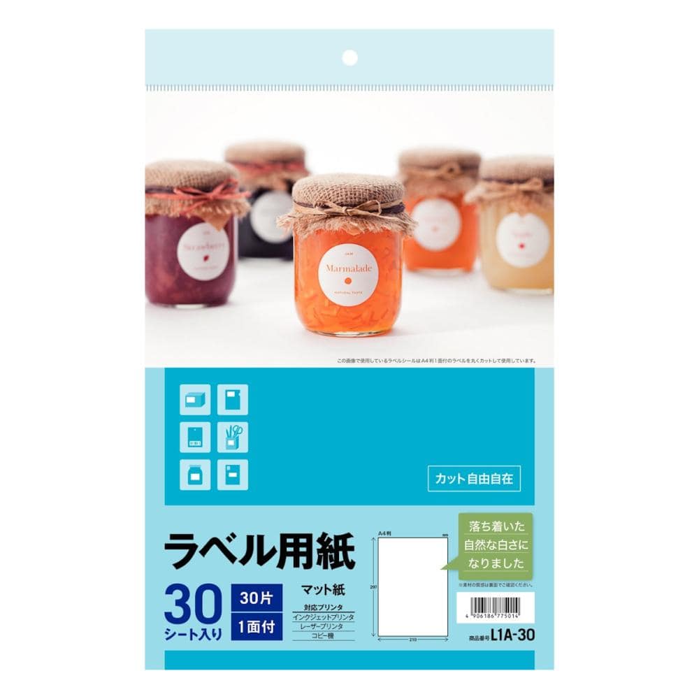 エーワン　ラベル用紙　ノーカット　Ｌ１Ａ‐３０　Ａ４　１面