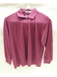 婦人鹿の子ポロシャツ　ワイン　Ｍサイズ　１１００