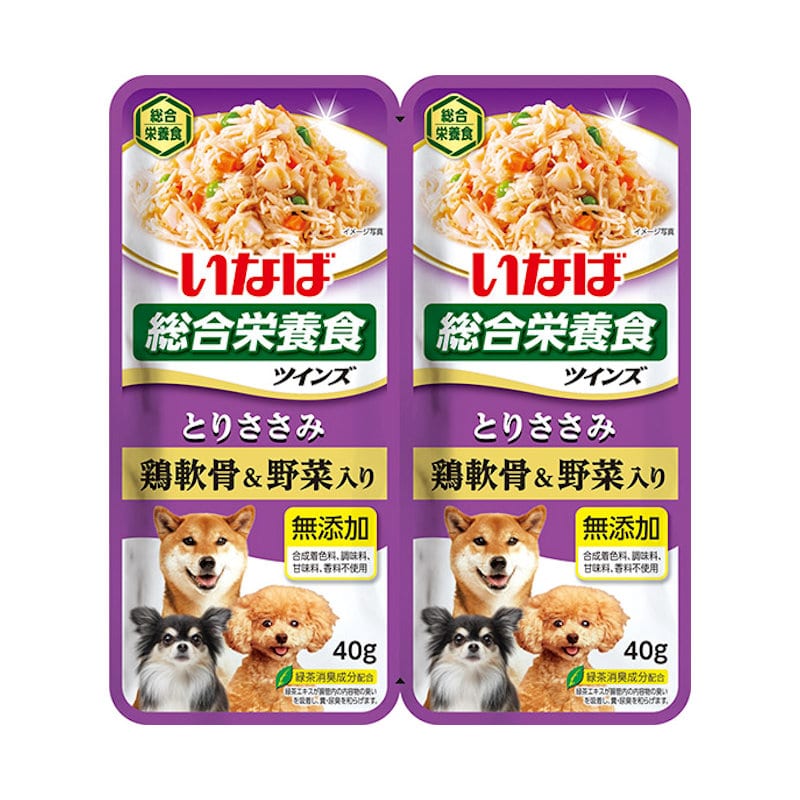 いなば　ツインズ　とりささみ　鶏軟骨＆野菜入り　４０ｇ×２袋パック