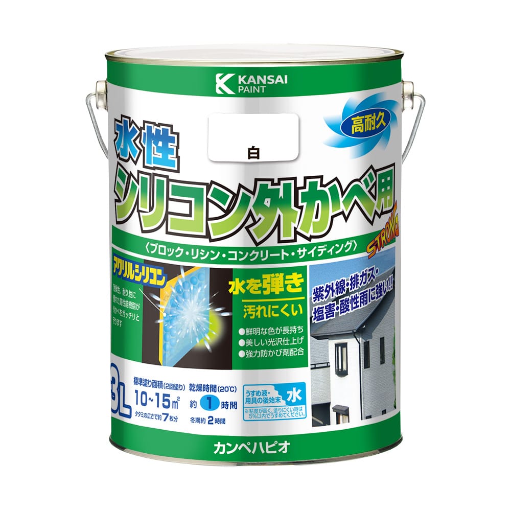 カンペハピオ　水性シリコン　外かべ用　白　３Ｌ