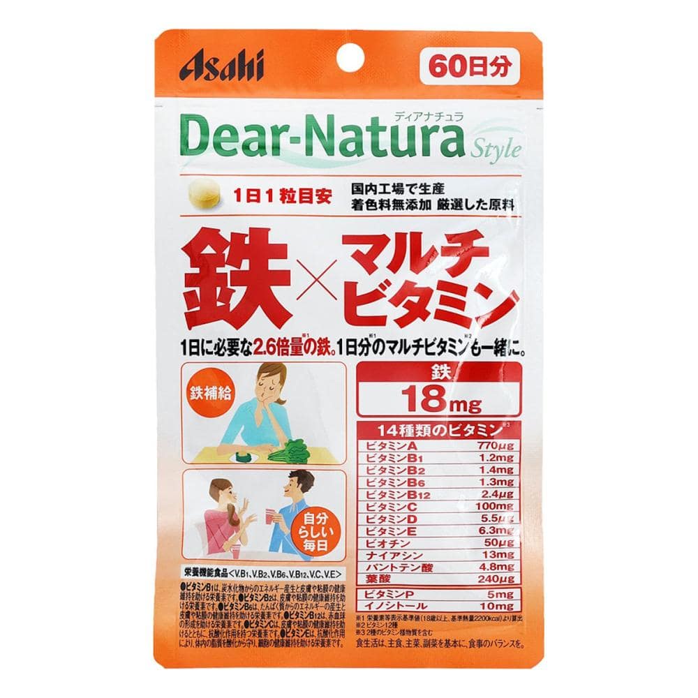 アサヒ　ディアナチュラスタイル　鉄×マルチビタミン６０日　６０粒
